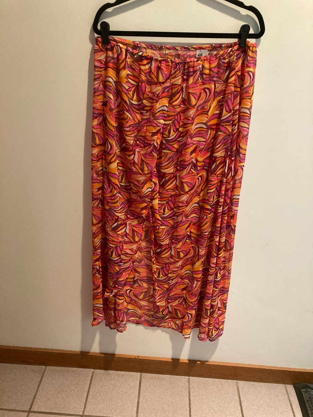 H&M Pink and Orange Swirl Print Maxi Skirt